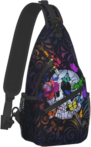 Sugar Skull Unisex Chest Bags Crossbody Sling Backpack