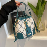 Summer Rhombus Embroidery Thread Messenger Bag