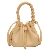 Summer Ladies Messenger Bag High Drawstring Portable Pleated Bucket Bag