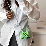 Summer One-shoulder Mini Pu Candy Rainbow Beaded Daily Bag