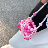 Summer One-shoulder Mini Pu Candy Rainbow Beaded Daily Bag