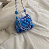 Summer One-shoulder Mini Pu Candy Rainbow Beaded Daily Bag