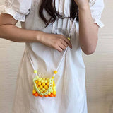 Summer One-shoulder Mini Pu Candy Rainbow Beaded Daily Bag