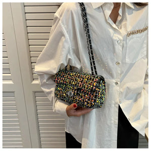 One Shoulder Sequins Messenger Small Square Bag Crossbody Bag