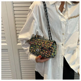 One Shoulder Sequins Messenger Small Square Bag Crossbody Bag