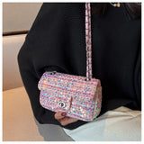 One Shoulder Sequins Messenger Small Square Bag Crossbody Bag