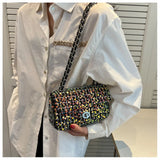 One Shoulder Sequins Messenger Small Square Bag Crossbody Bag