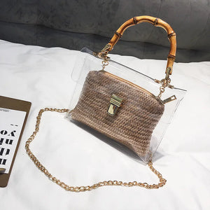 Small Handbag Transparent Women Hand Bags Chain Straw Bag Lady Travel Beach Shou