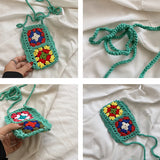 Summer Small Women's Phone Shoulder Bag Hand-woven Pattern Messenger Bag