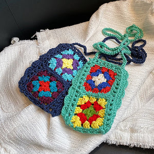 Summer Small Women's Phone Shoulder Bag Hand-woven Pattern Messenger Bag