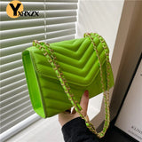 Women's Chain Crossbody Bag Pu Leather Small Square Shoulder Handbag