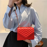 Women's Chain Crossbody Bag Pu Leather Small Square Shoulder Handbag