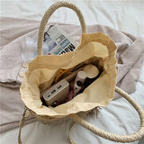 Summer Beach Tote Drawstring Crossbody Straw Bag Women Handbags