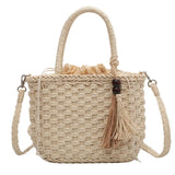 Summer Beach Tote Drawstring Crossbody Straw Bag Women Handbags
