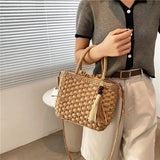 Summer Beach Tote Drawstring Crossbody Straw Bag Women Handbags