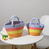 Colorful Striped Cotton Tote Bag for Summer Beach
