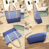 Striped Canvas Beach Bag Large Tote Shoulder Handbag Women Travel Casual SD-064