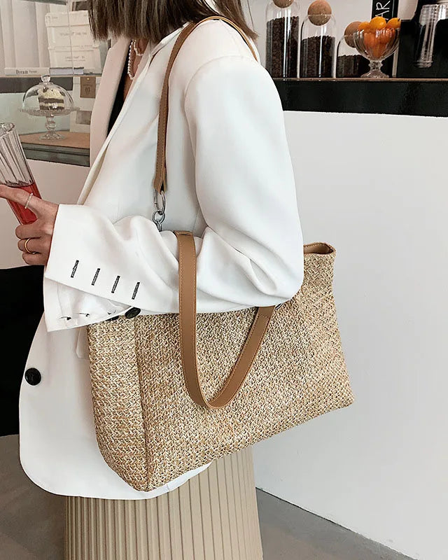 Summer Beach Straw Shoulder Bags for Women Large Capacity Woman Handbags