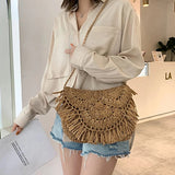 Summer Beach Vacation Tassels Messenger Bag Straw Rattan Weave Shoulder Crossbod