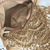 Summer Beach Vacation Tassels Messenger Bag Straw Rattan Weave Shoulder Crossbod