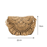 Summer Beach Vacation Tassels Messenger Bag Straw Rattan Weave Shoulder Crossbod