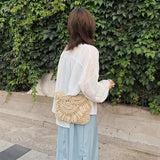 Summer Beach Vacation Women Tassels Straw Rattan Weave Crossbody Bag