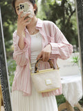 Summer Beach Women's Bag Top Handle Straw Weaving Bucket Shoulder Crossbody Bags