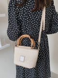 Summer Beach Women's Bag Top Handle Straw Weaving Bucket Shoulder Crossbody Bags
