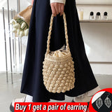 Bohemia Straw Bag Large Capacity Rattan Bucket Shoulder Bag