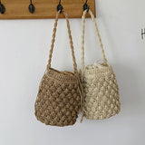 Bohemia Straw Bag Large Capacity Rattan Bucket Shoulder Bag