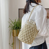 Bohemia Straw Bag Large Capacity Rattan Bucket Shoulder Bag
