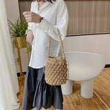 Bohemia Straw Bag Large Capacity Rattan Bucket Shoulder Bag