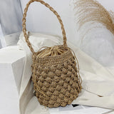 Bohemia Straw Bag Large Capacity Rattan Bucket Shoulder Bag