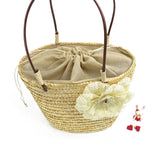 Bohemian Straw Woven Women's Handbag Flower Shoulder Bag Beach Tote