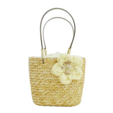Bohemian Straw Woven Women's Handbag Flower Shoulder Bag Beach Tote
