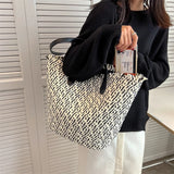 Boho Straw Shoulder Bag Rattan Beach Tote Large Capacity Handbag