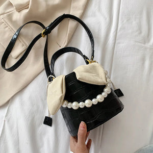 Summer Bucket Bag PU Leather Women's Drawstring Messenger Bag