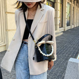 Summer Bucket Bag PU Leather Women's Drawstring Messenger Bag