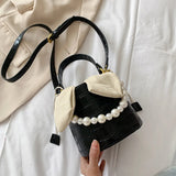 Summer Bucket Bag PU Leather Women's Drawstring Messenger Bag
