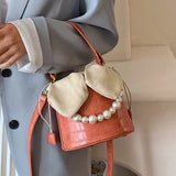 Summer Bucket Bag PU Leather Women's Drawstring Messenger Bag