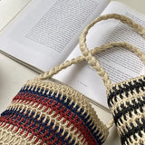 Summer Bucket Shoulder Bag Drawstring Woven Tote