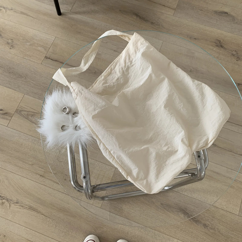 Summer Canvas Shoulder Tote Bag for Girl Large Capacity Shopping Bag Korea