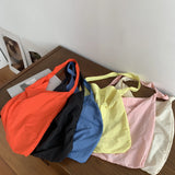 Summer Canvas Shoulder Tote Bag for Girl Large Capacity Shopping Bag Korea