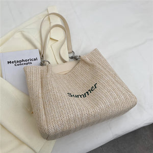 Summer Causal Big Woven Straw Tote Shoulder Bags For Women