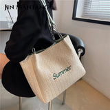 Summer Causal Big Woven Straw Tote Shoulder Bags For Women