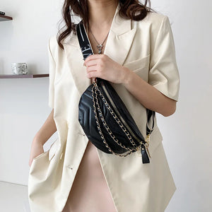 Summer Chain Waist Bag Woman Fanny pack Phone Pack Leather Shoulder Crossbody Ch