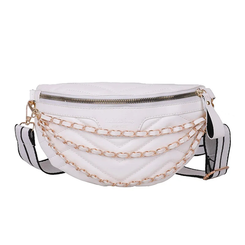 Summer Chain Waist Bag Woman Fanny pack Phone Pack Leather Shoulder Crossbody Ch