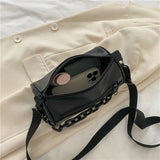 Summer Chains Cylinder Shoulder Bag PU Leather Crossbody Messenger Handbag Purse