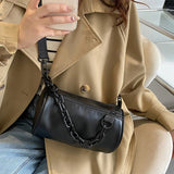 Summer Chains Cylinder Shoulder Bag PU Leather Crossbody Messenger Handbag Purse