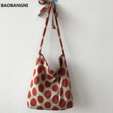 Summer Wave Point Canvas Handbag Women's Crossbody Bag